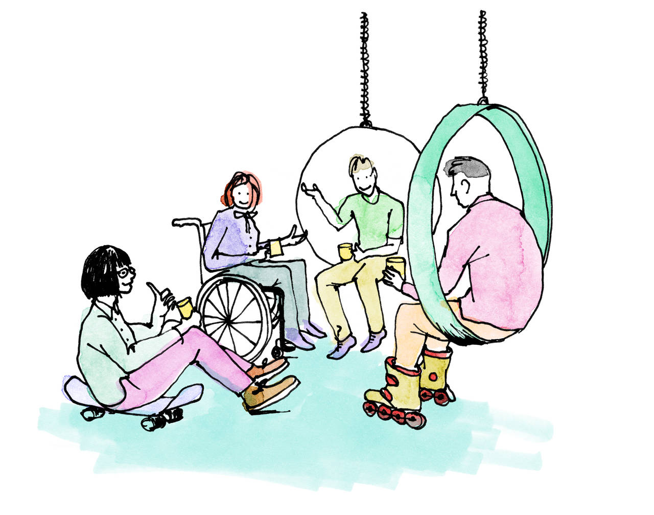 Illustration av en arbetsplats med UUA. Av Anneli Karlsson.