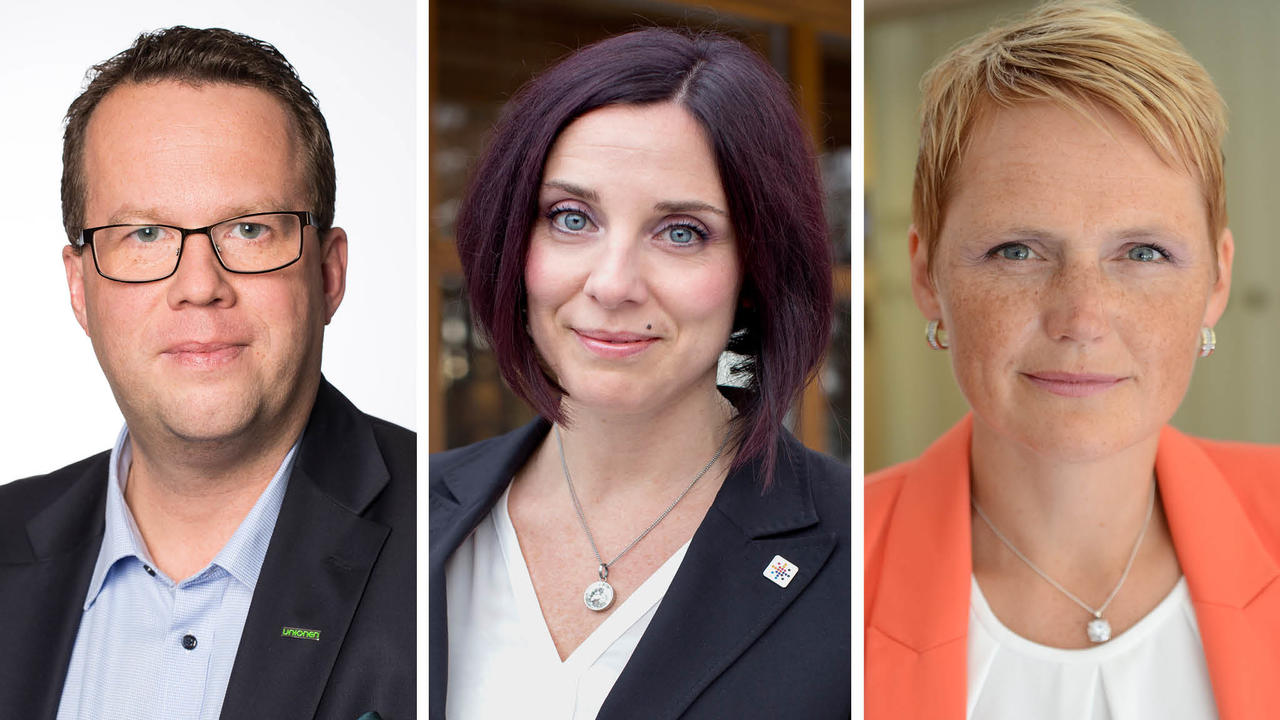 Martin Linder, Unionen, Ulrika Lindstrand, Sveriges ingenjörer och Anna-Karin Hatt, Almega. Foto: Camilla svensk/Sveriges ingenjörer/Åsa Ellsäter
