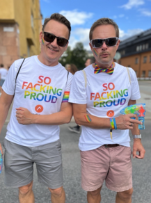Två glada pridefirare, Stockholm Pride 2024