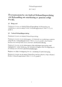Överenskommelse om ändrad förhandlingsordning vid förhandling om omräkning av pension enligt PA-KL 2017