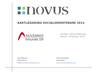 2015-01-19 Novusundersökning - Kartläggning om arbetssituation för socialsekreterare